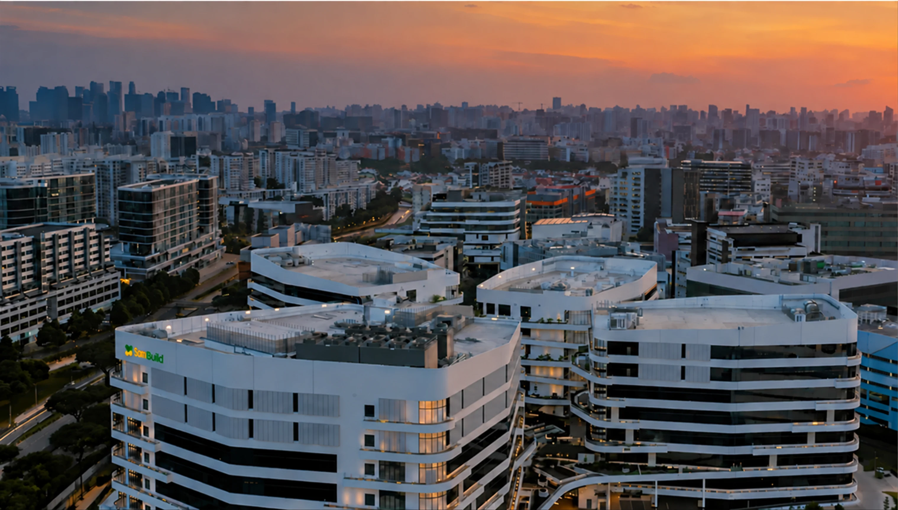 Singapore cityscape at sunset